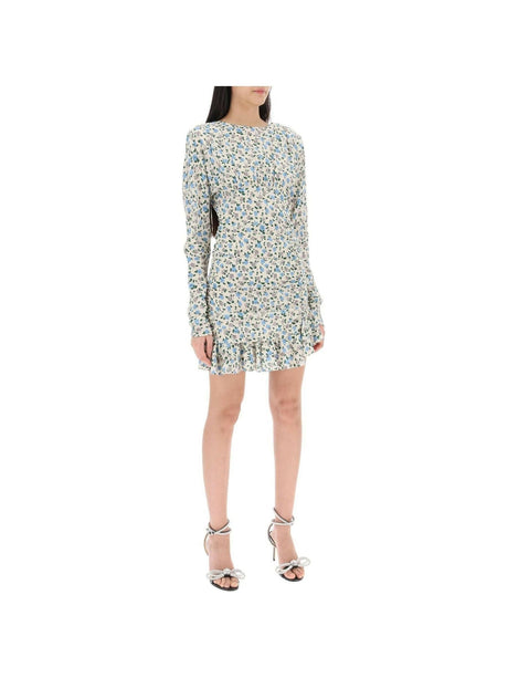 ALESSANDRA RICH-Light /Multi Flower Print Open-Back Silk Mini Dress-JOHN JULIA