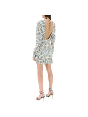 ALESSANDRA RICH-Light /Multi Flower Print Open-Back Silk Mini Dress-JOHN JULIA