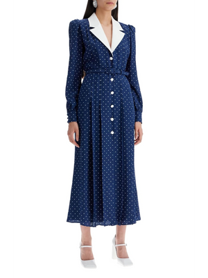 Midi Dress Polka Dot Mikado Collar-Alessandra Rich-JOHN JULIA