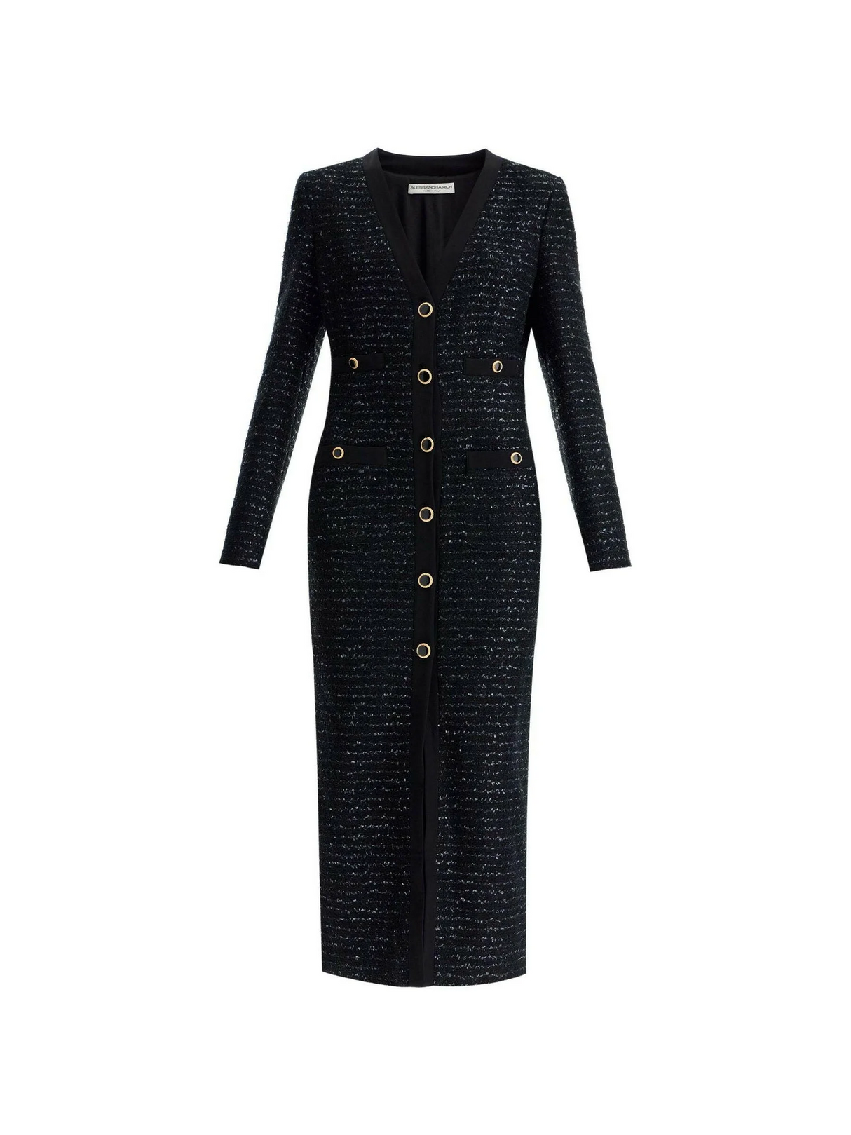 Midi Tweed Dress With Sequins.