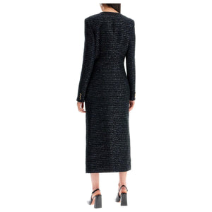 Midi Tweed Dress With Sequins.