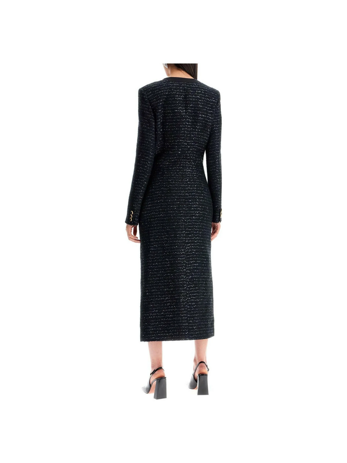 Midi Tweed Dress With Sequins.