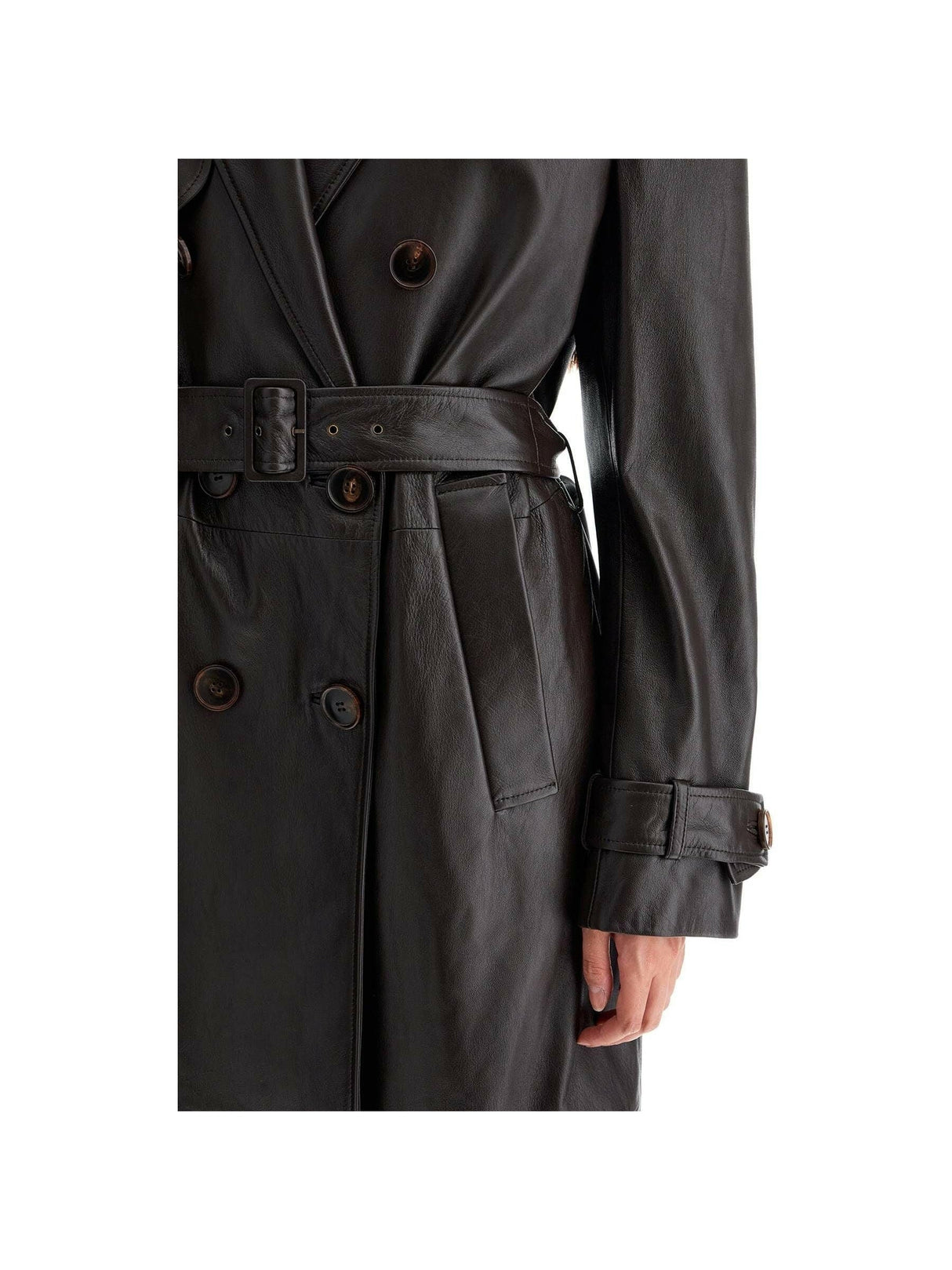 Nappa Leather Double-Breasted Trench Coat.