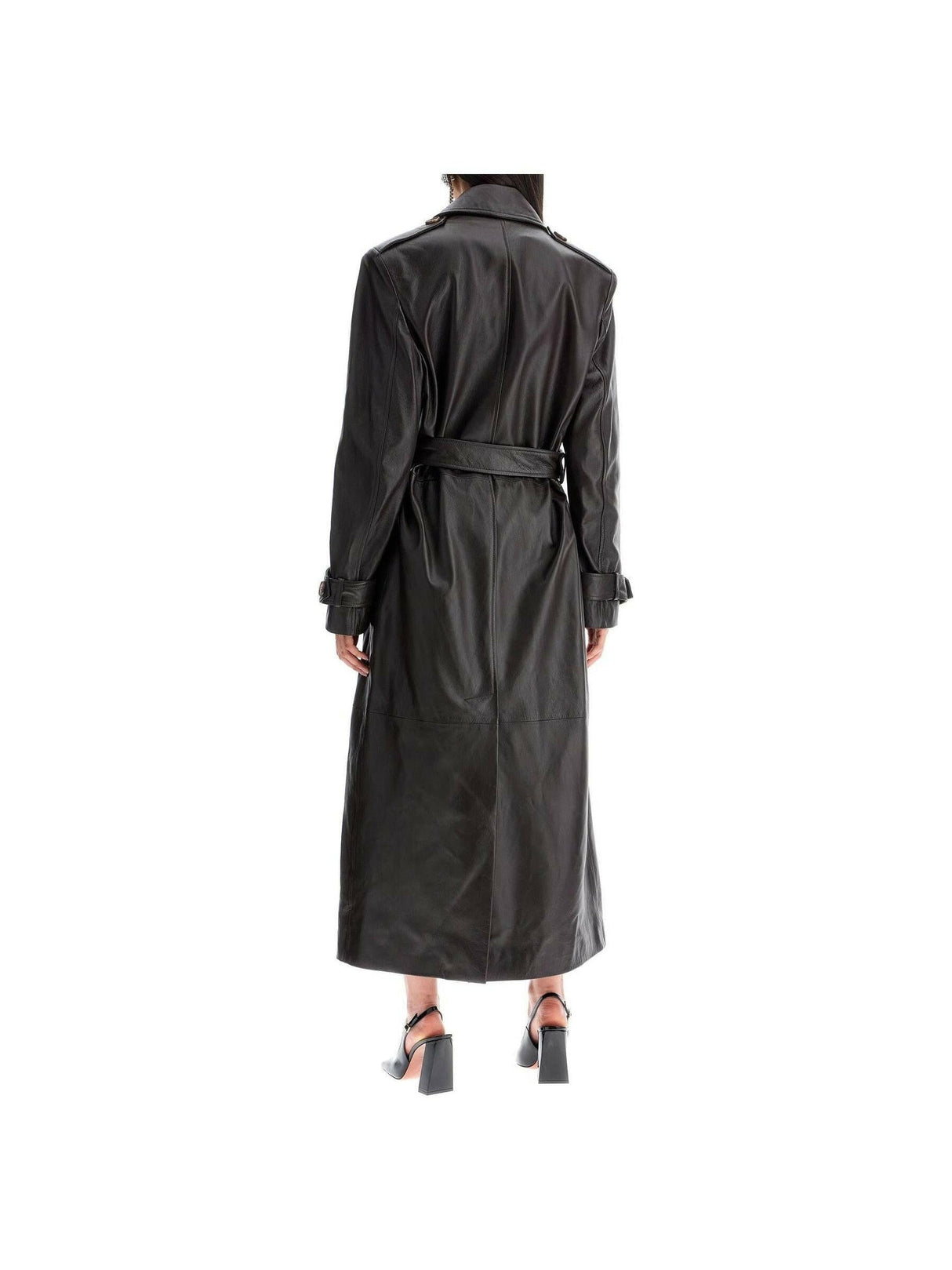 Nappa Leather Double-Breasted Trench Coat.