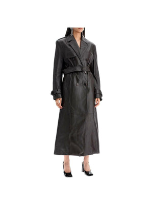 Nappa Leather Double-Breasted Trench Coat.