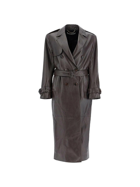 Nappa Leather Double-Breasted Trench Coat.