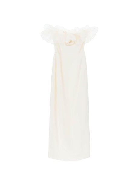 White Organza Ruffle Cady Bustier Strapless Dress ALESSANDRA RICH JOHN JULIA.