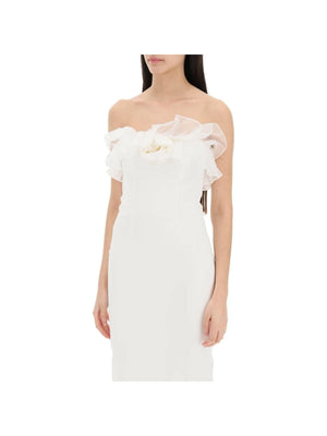 White Organza Ruffle Cady Bustier Strapless Dress ALESSANDRA RICH JOHN JULIA.