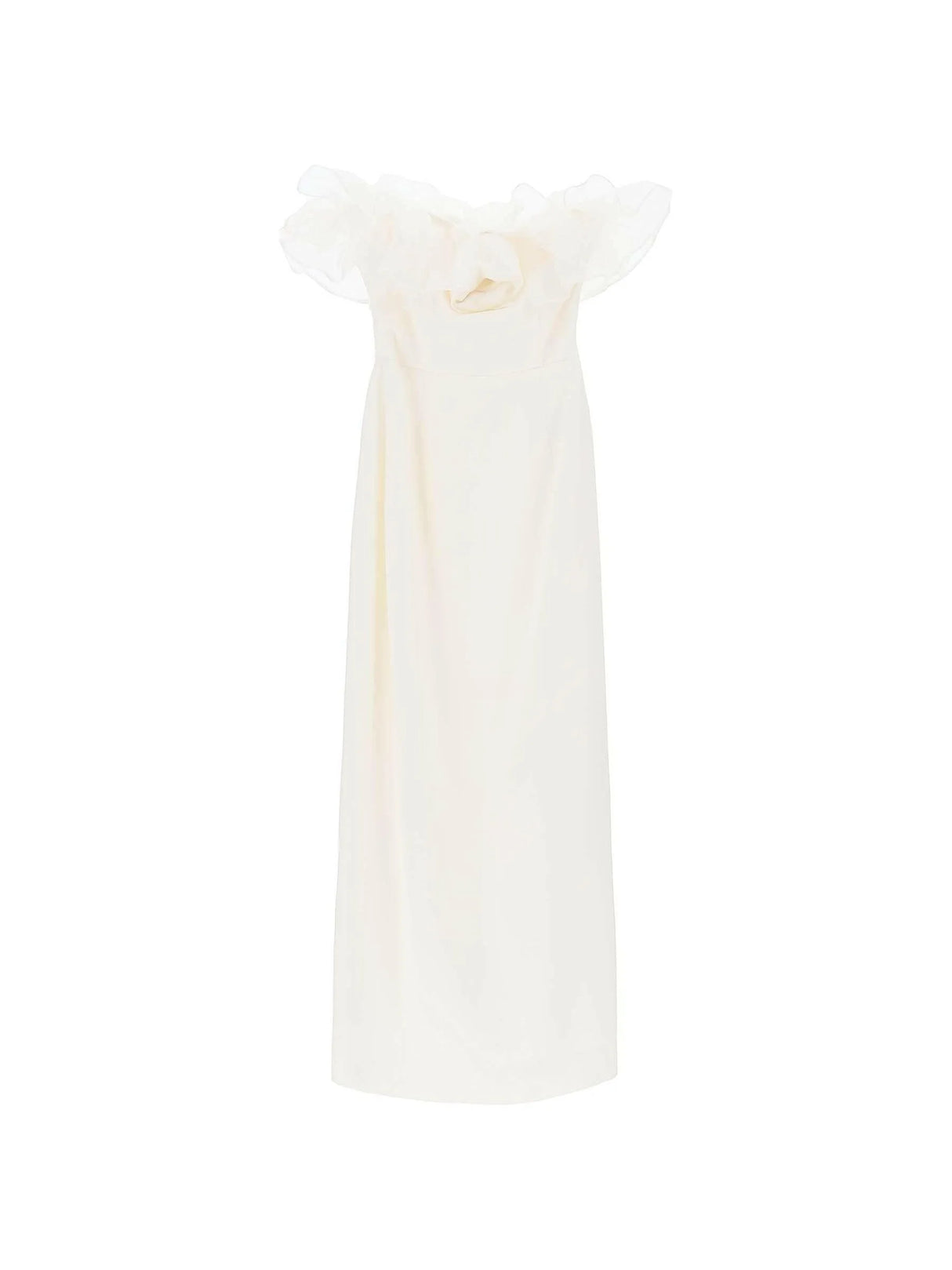 White Organza Ruffle Cady Bustier Strapless Dress ALESSANDRA RICH JOHN JULIA.