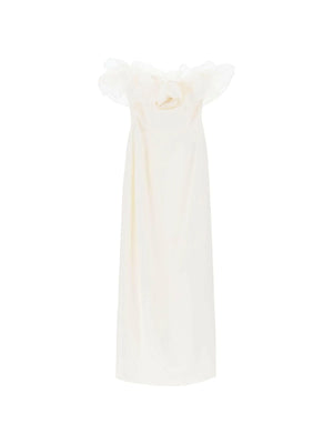 White Organza Ruffle Cady Bustier Strapless Dress ALESSANDRA RICH JOHN JULIA.