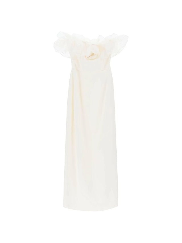 White Organza Ruffle Cady Bustier Strapless Dress ALESSANDRA RICH JOHN JULIA.