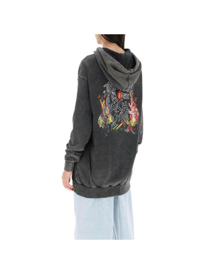 Oversized Hoodie With Print And Rhinestones ALESSANDRA RICH JOHN JULIA.