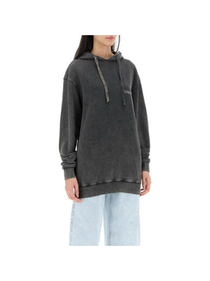 Oversized Hoodie With Print And Rhinestones ALESSANDRA RICH JOHN JULIA.