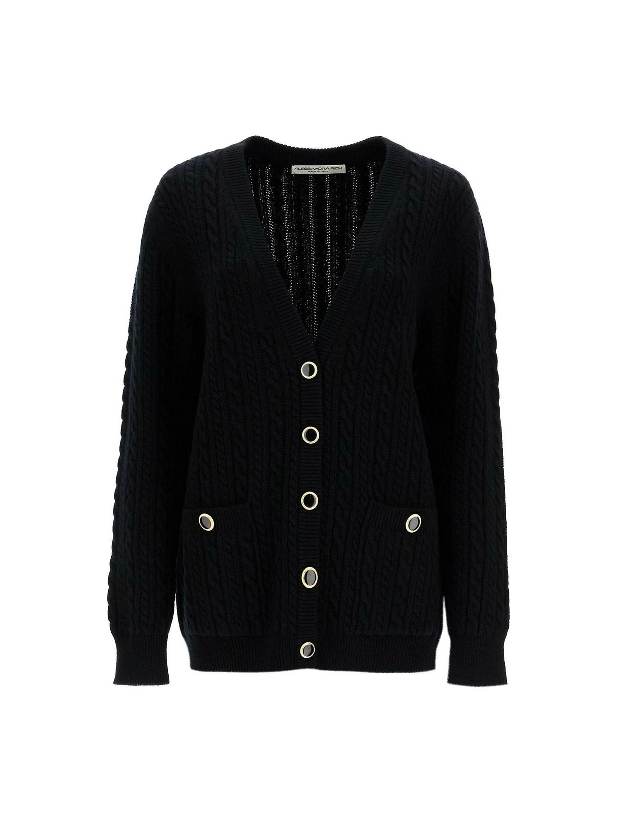 Oversized Wool Cable Knit Cardigan.