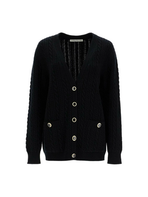 Oversized Wool Cable Knit Cardigan.