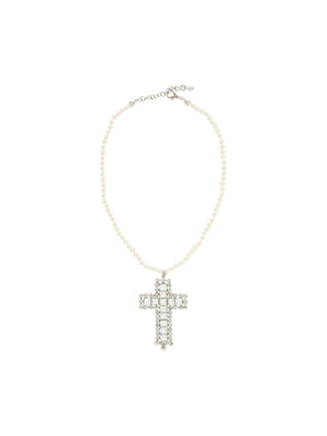 Necklace With Pearls And Crystal Cross