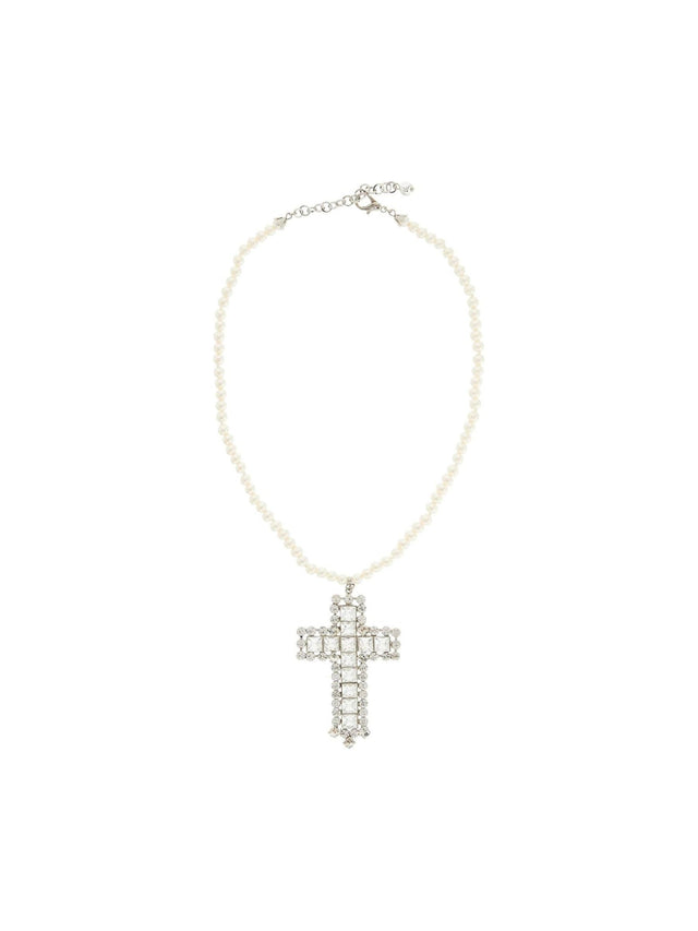 Necklace With Pearls And Crystal Cross