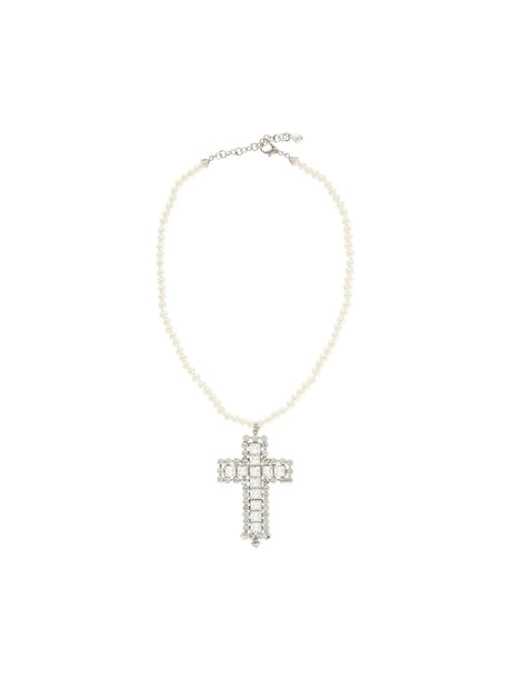 Necklace With Pearls And Crystal Cross