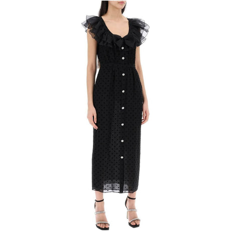 Black Polka-Dot Ruffle Georgette Silk Dress ALESSANDRA RICH JOHN JULIA.