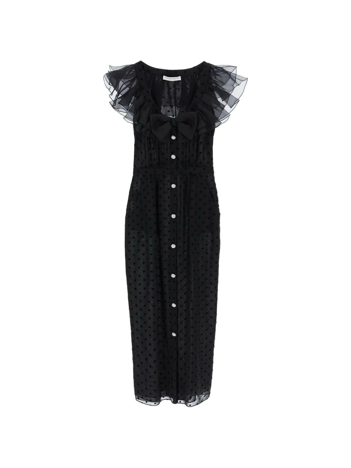 Black Polka-Dot Ruffle Georgette Silk Dress ALESSANDRA RICH JOHN JULIA.