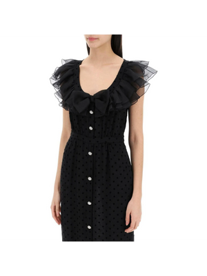 Black Polka-Dot Ruffle Georgette Silk Dress ALESSANDRA RICH JOHN JULIA.