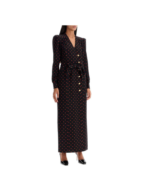 Silk Maxi Dress With Polka Dots