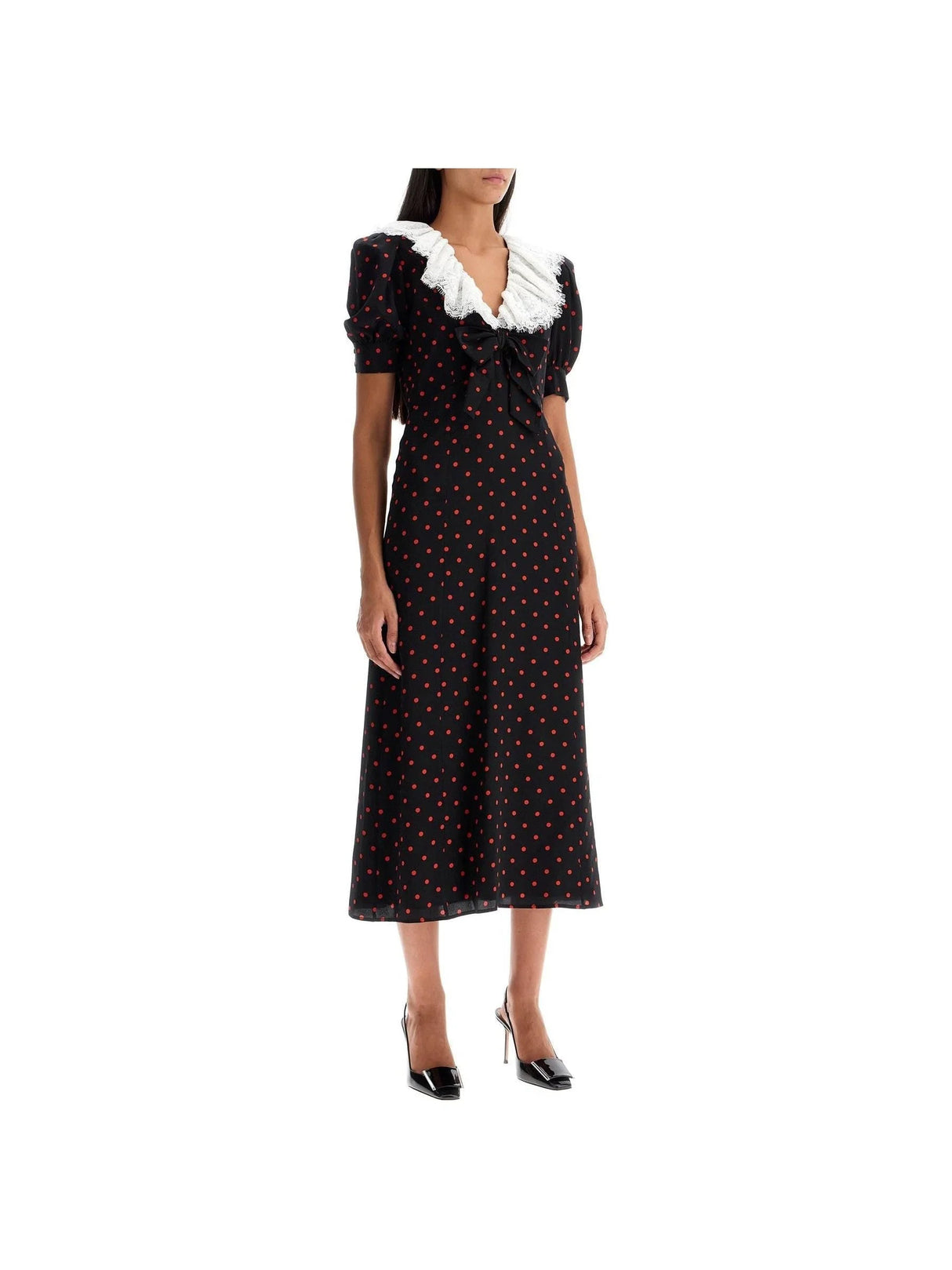 Polka Dot Silk Midi Dress