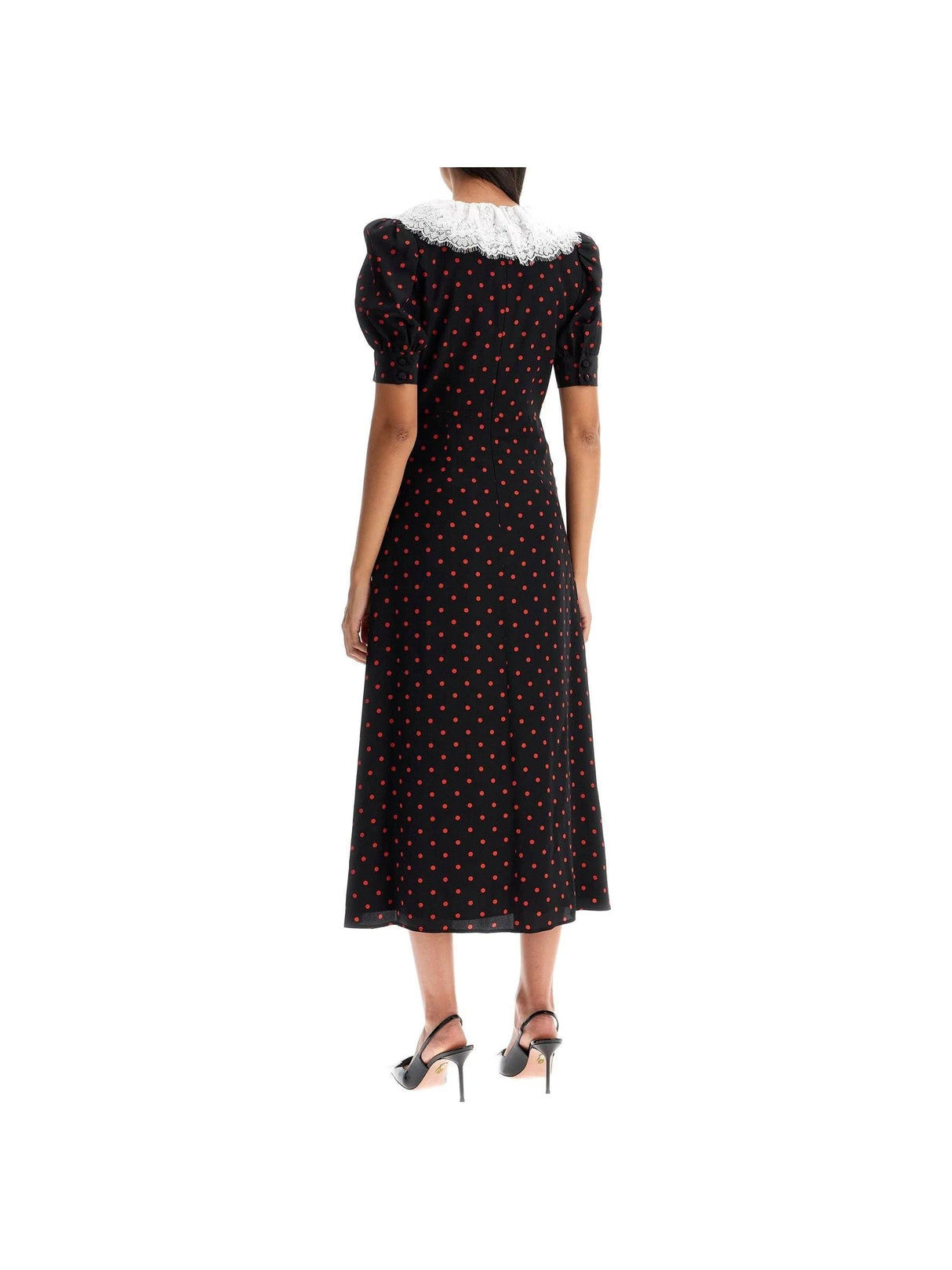 Polka Dot Silk Midi Dress