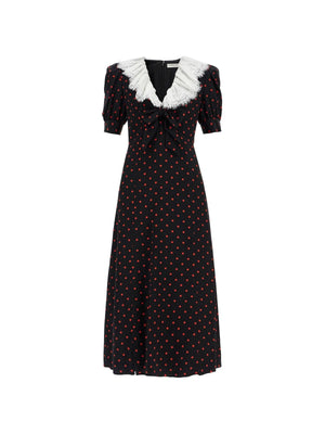 Polka Dot Silk Midi Dress