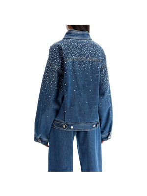 Rhinestone Embellished Denim Bomber Jacket.