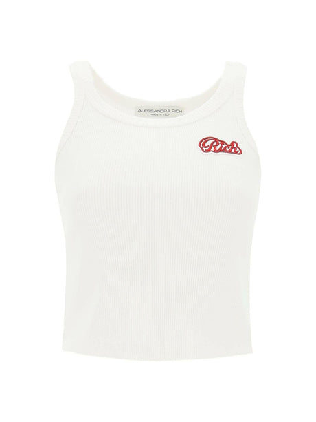 Ribbed Tank Top With Logo Patch ALESSANDRA RICH JOHN JULIA.