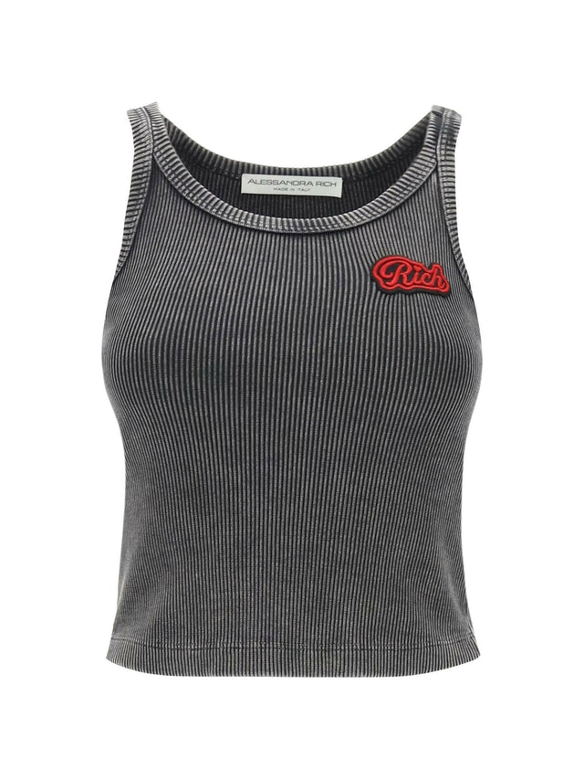 Ribbed Tank Top With Logo Patch ALESSANDRA RICH JOHN JULIA.