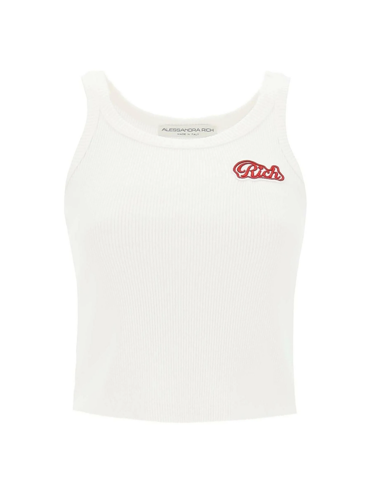 Ribbed Tank Top With Logo Patch ALESSANDRA RICH JOHN JULIA.