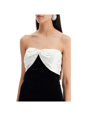 Velvet Bow Accent Mini Dress-Alessandra Rich-JOHN JULIA