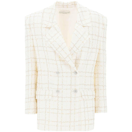 White Checkered Oversized Tweed Jacket ALESSANDRA RICH JOHN JULIA.