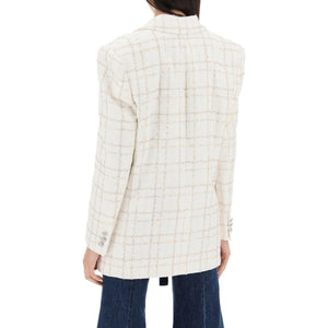 White Checkered Oversized Tweed Jacket ALESSANDRA RICH JOHN JULIA.