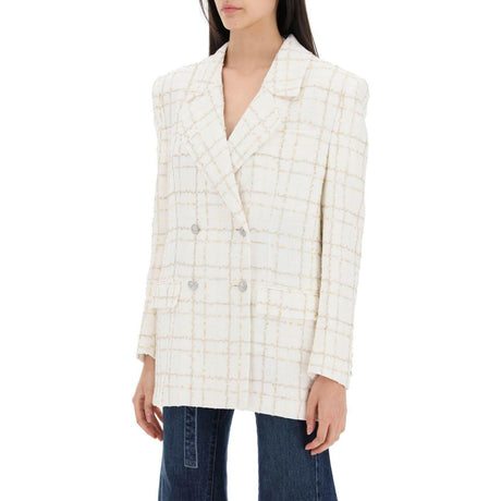 White Checkered Oversized Tweed Jacket ALESSANDRA RICH JOHN JULIA.