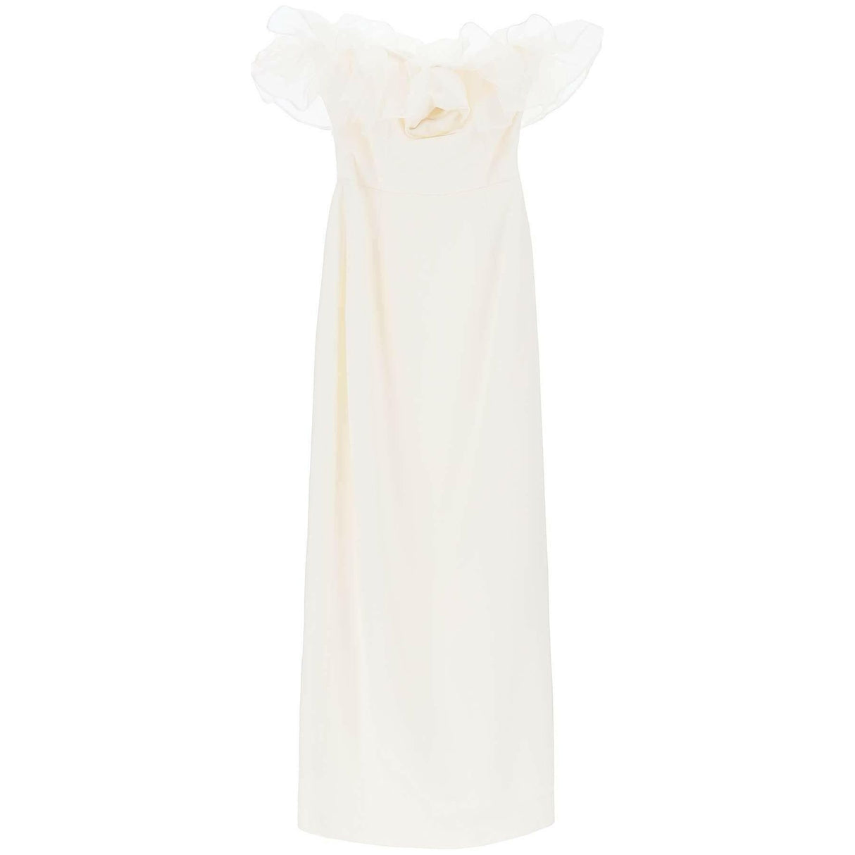 White Organza Ruffle Cady Bustier Strapless Dress ALESSANDRA RICH JOHN JULIA.