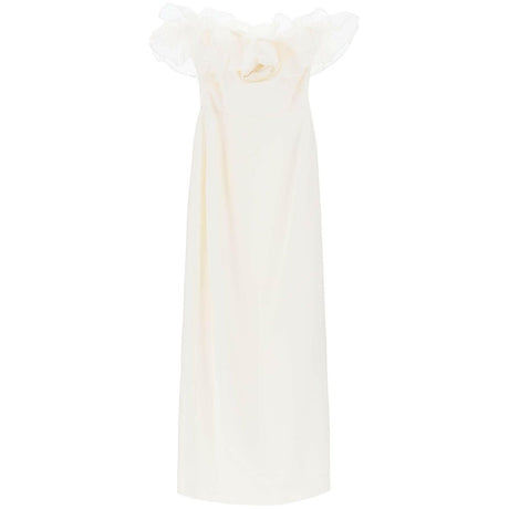 White Organza Ruffle Cady Bustier Strapless Dress ALESSANDRA RICH JOHN JULIA.