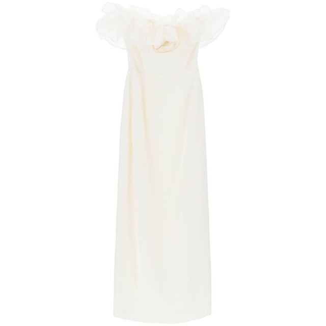 White Organza Ruffle Cady Bustier Strapless Dress ALESSANDRA RICH JOHN JULIA.