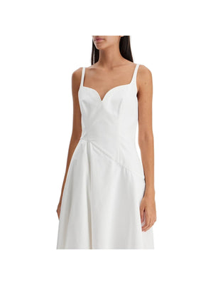 Cotton Poplin Midi Dress Sweetheart Neckline