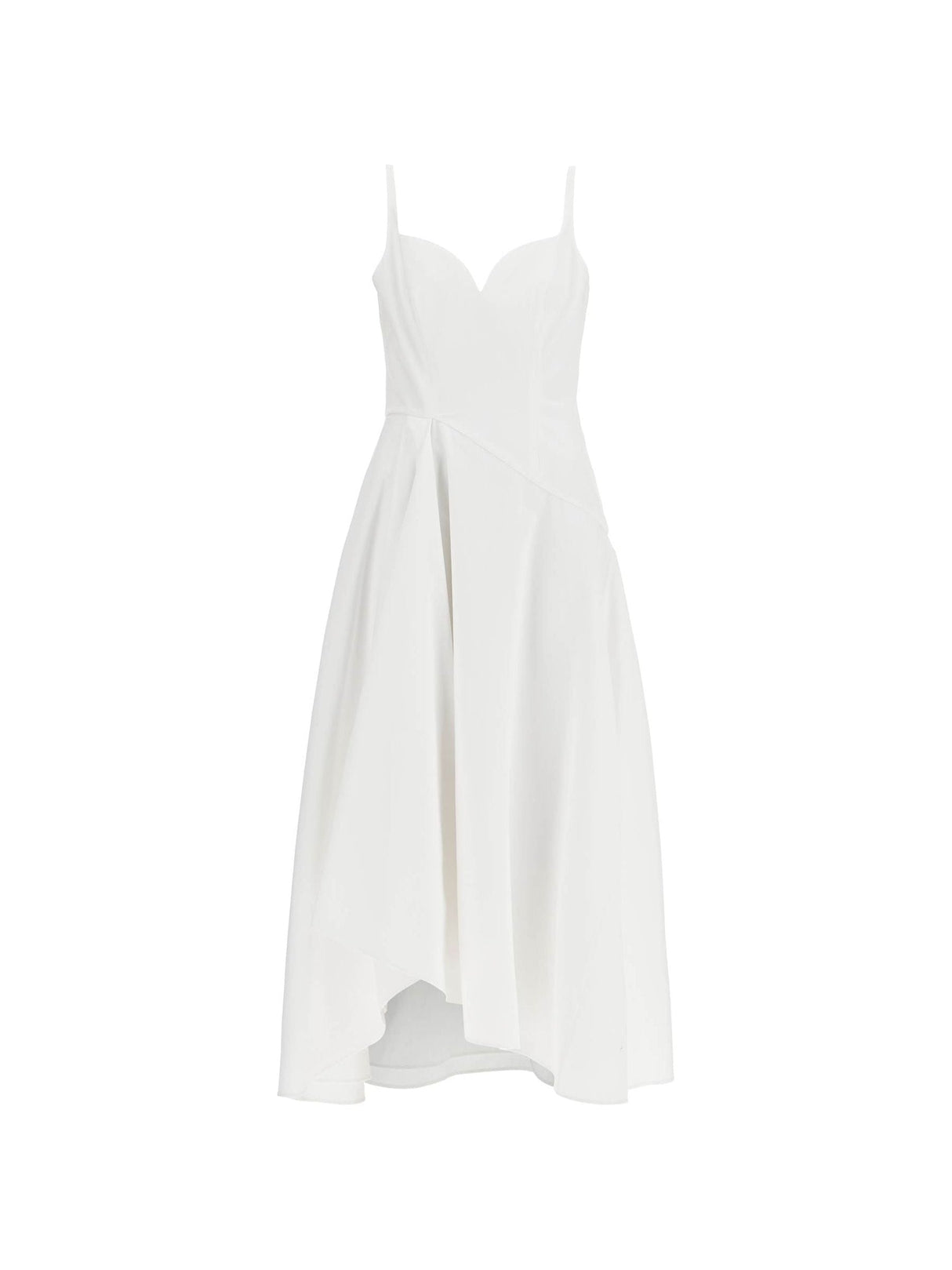 Cotton Poplin Midi Dress Sweetheart Neckline