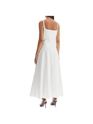 Cotton Poplin Midi Dress Sweetheart Neckline