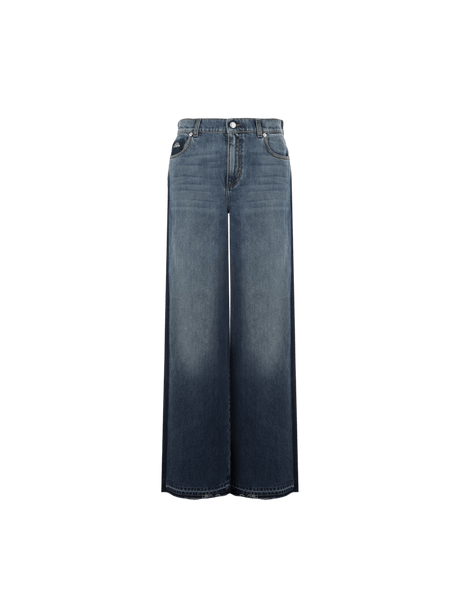 Denim Wide-leg Jeans-ALEXANDER MCQUEEN-JOHN JULIA