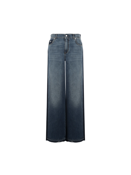 Wide-Leg Denim Jeans-Alexander McQueen-JOHN JULIA