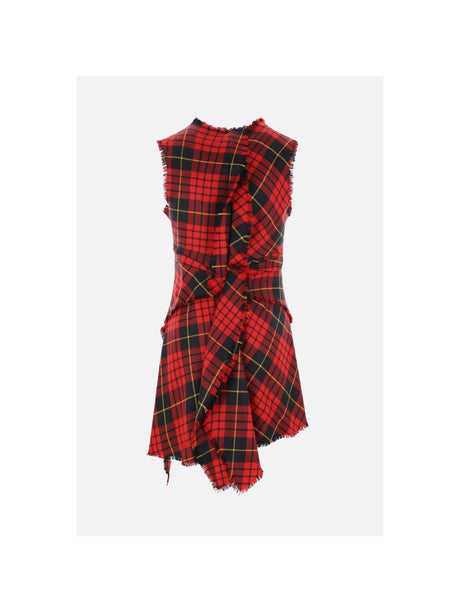 Distressed Tartan Wool Mini Dress-ALEXANDER MCQUEEN-JOHN JULIA