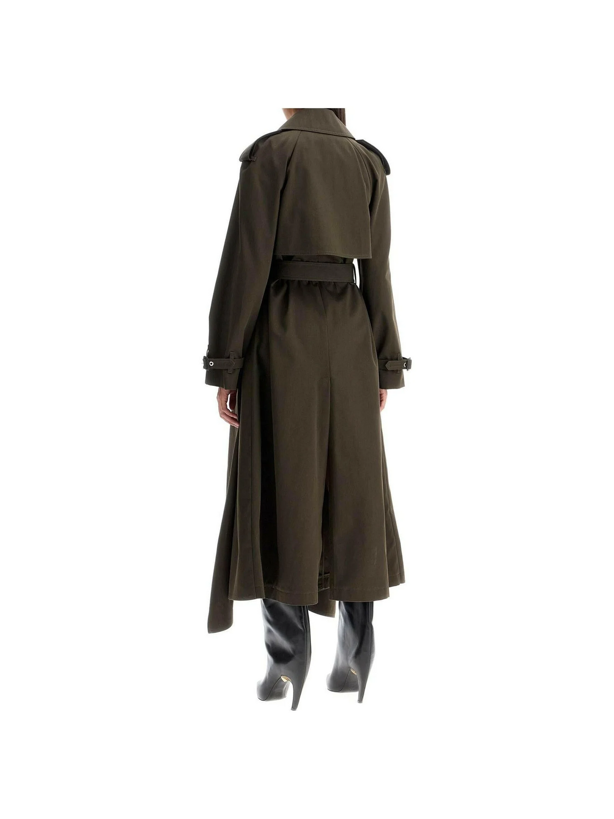 Draped Wool Trench Coat-ALEXANDER MCQUEEN-JOHN JULIA