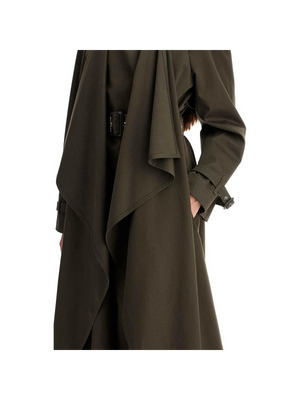 Draped Wool Trench Coat-ALEXANDER MCQUEEN-JOHN JULIA