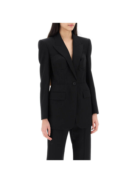 ALEXANDER MCQUEEN-Fitted Wool Bustier Jacket-JOHN JULIA