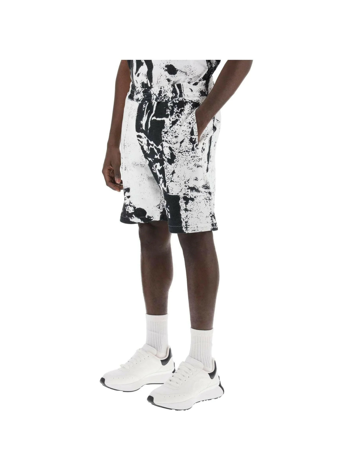 ALEXANDER MCQUEEN-Fold Print Sweat Shorts-JOHN JULIA